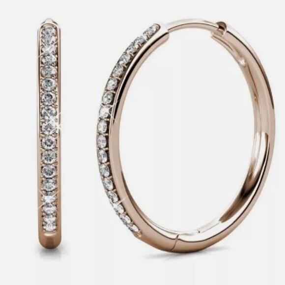 Cate and Chloe Bianca 18k Rose Gold Hoop Earrings with Swarovski Crystals 25mm - Picture 2 of 5